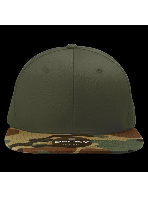 1047-WDL-OL-OL 6 Panel High Profile Structured Camo Snapback - Woodland, Olive