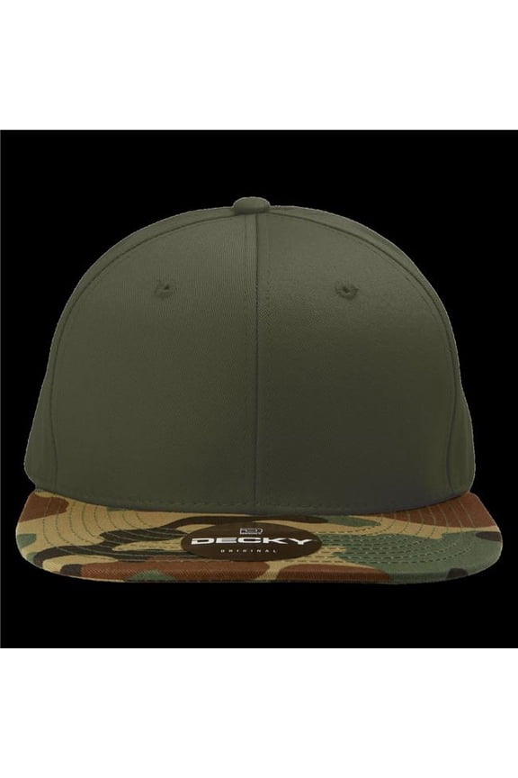 1047-WDL-OL-OL 6 Panel High Profile Structured Camo Snapback - Woodland, Olive