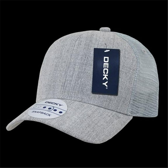 6 Panel Curve Bill Trucker Caps, H. Grey