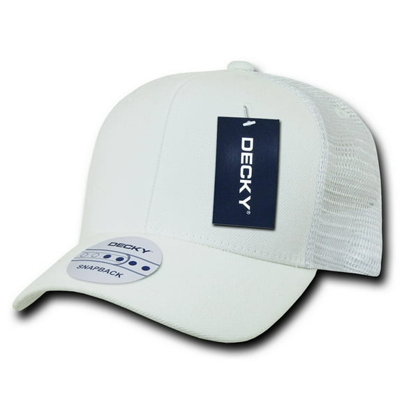 6 Panel Curve Bill Trucker Caps, White