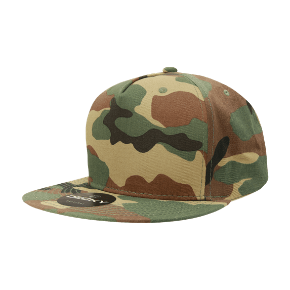 Decky 1064 FLAT Bill 5 Panel Cotton Snapback-WDL