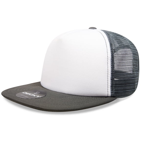 Decky 1080 5 Panel High Profile Structured Foam Trucker Hat-White/Charcoal