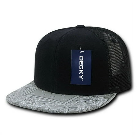 Decky 1083 Bandanna Trucker Caps, Black/Grey