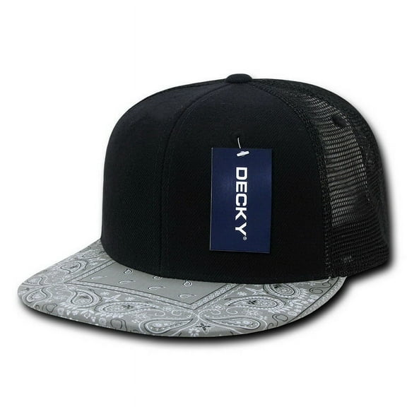 Decky 1083 Bandanna Trucker Caps, Black/Grey