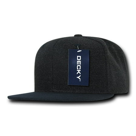 Decky 1087 6 Panel High Profile Structured Melton Snapback Hat-Charcoal/Navy