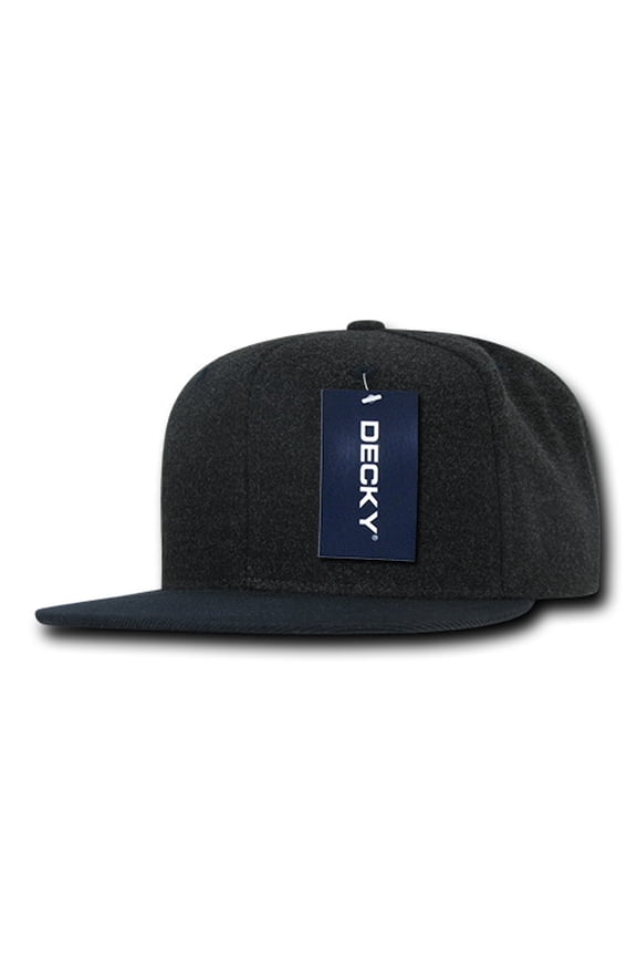 1087 6 Panel High Profile Structured Melton Snapback Hat-Charcoal/Navy