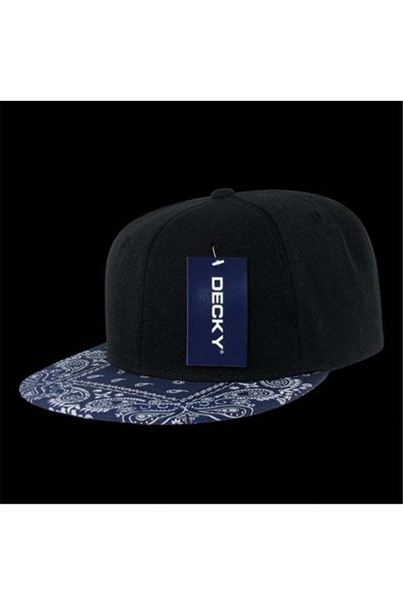 1093-BLKNVY Bandanna Snapback Cap, Black & Navy
