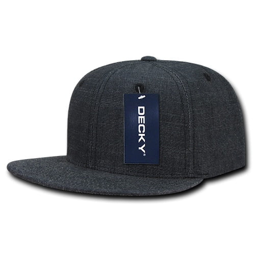 Decky 1094 6 Panel High Profile Structured Denim Snapback-Black