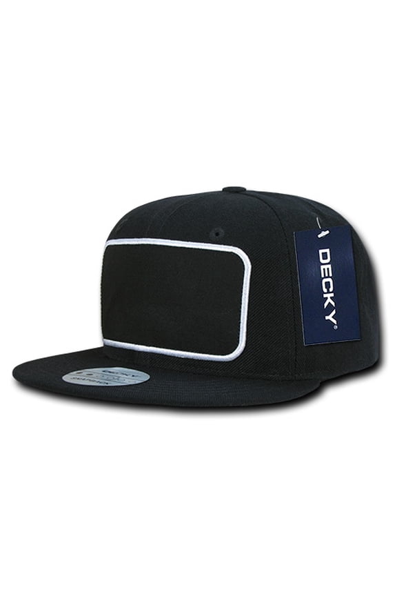 1096 6 Panel High Profile Structured Patch Snapback Hat-Black