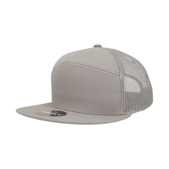 Decky 1133 7 Panel High Profile Structured Cotton Blend Trucker-Grey