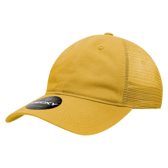 Decky 120 6 Panel Low Profile Relaxed Cotton Trucker Hat-Mustard