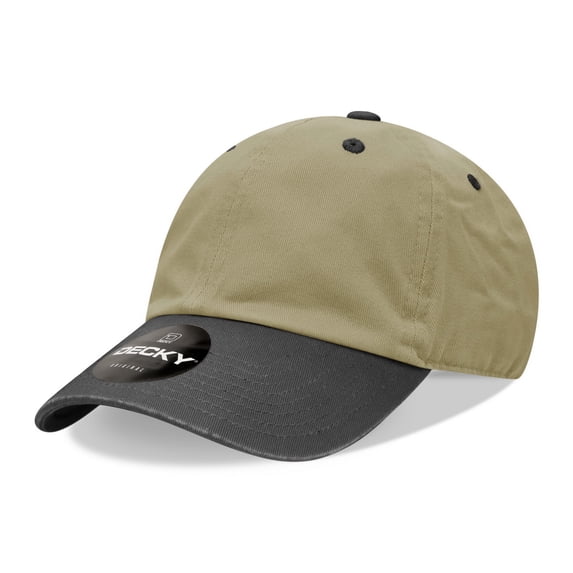 Decky 205 6 Panel Low Profile Relaxed Cotton Dad Hat-Khaki/Black
