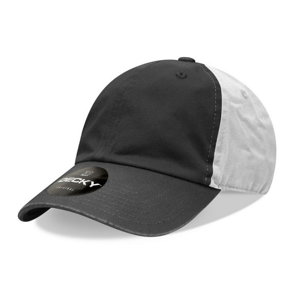 Decky 205 6 Panel Low Profile Relaxed Cotton Dad Hat-Black/Black/White