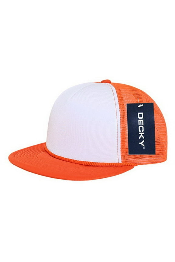 224 Two Tone Flat Bill Foam Caps, Orange
