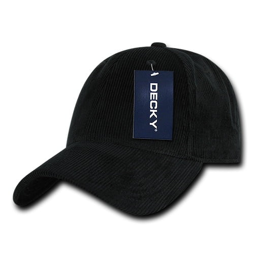 Decky 231 6 Panel Low Profile Structured Corduroy Cap-Black