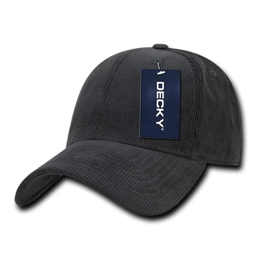Decky 231 6 Panel Low Profile Structured Corduroy Cap-Charcoal