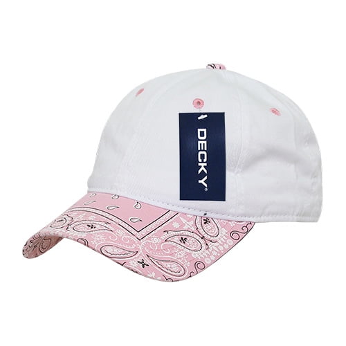Decky 256 6 Panel Low Profile Relaxed Bandanna Bill Dad Hat-White/Pink