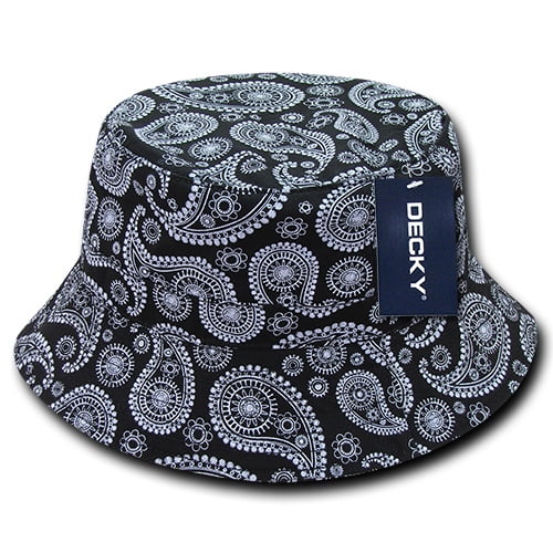 Paisley Bucket Hat, Black, L_XL