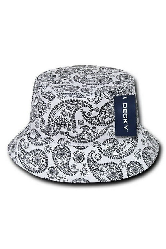 459-PL-WHT-06 Paisley Bucket Hat Small, Medium - White