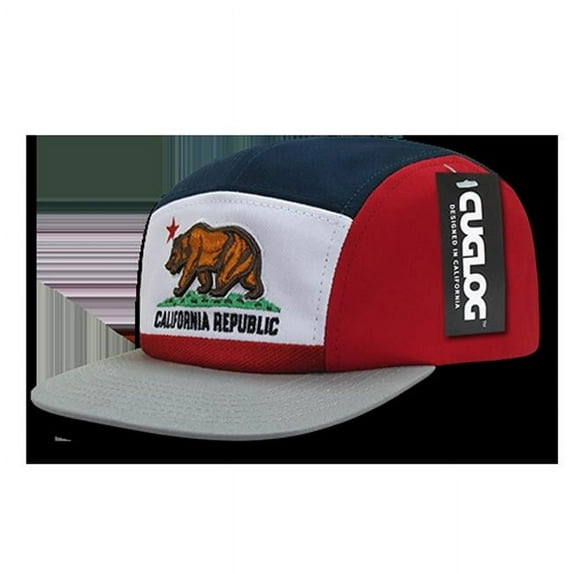 Cal Flag 5 Panel Racer Cap, Wht/Red/Nvy