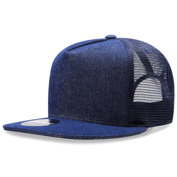 5 Panel Denim Trucker Hat, Navy