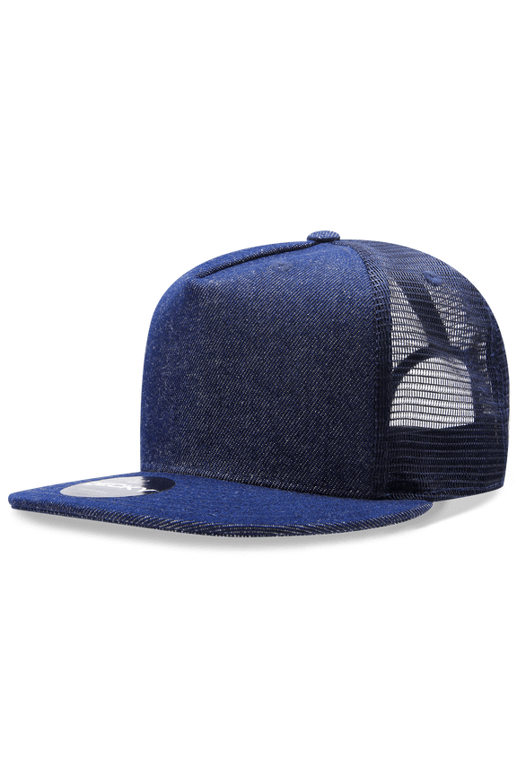 5 Panel Denim Trucker Hat, Navy