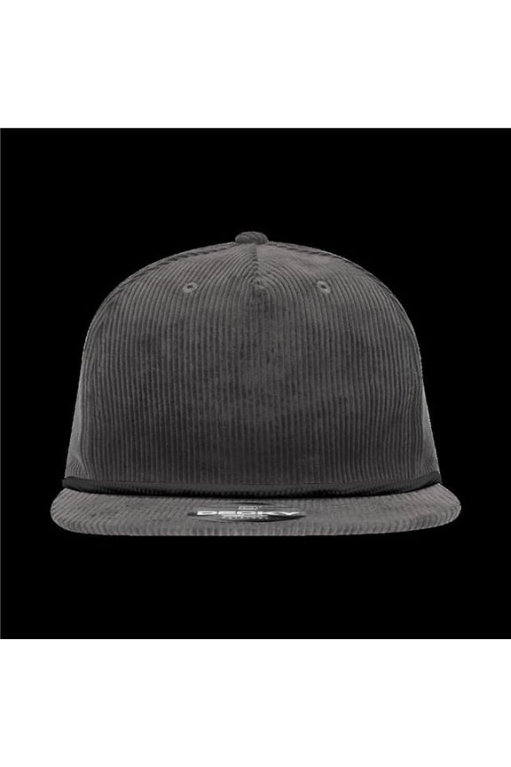 6043-7CHABLK 5 Panel High Profile Relaxed Corduroy Rope Hat - Charcoal & Black