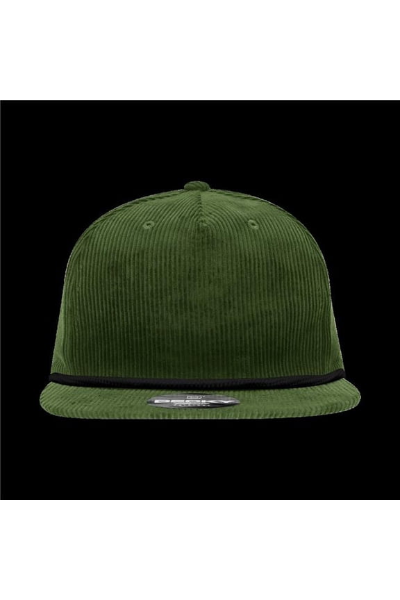 6043-7OLVBLK 5 Panel High Profile Relaxed Corduroy Rope Hat - Olive & Black