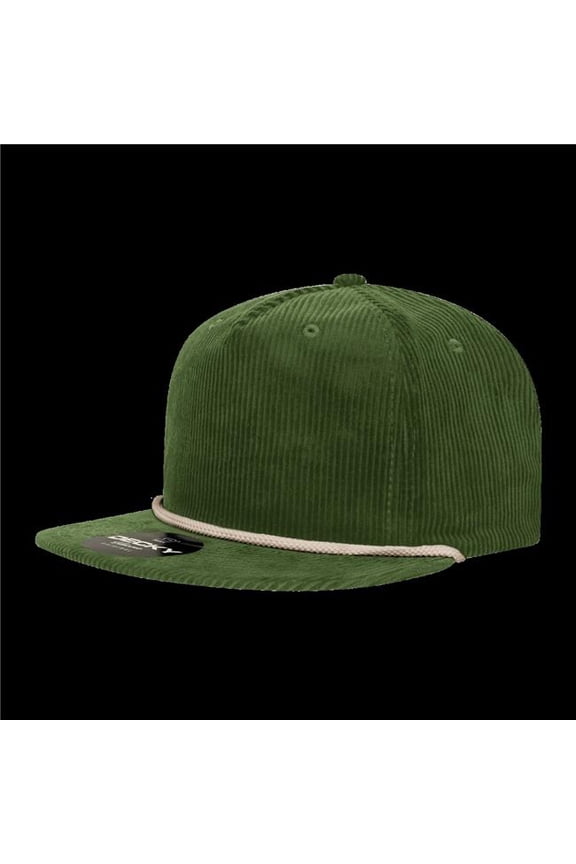 6043-7OLVIVO 5 Panel High Profile Relaxed Corduroy Rope Hat - Olive & Ivory