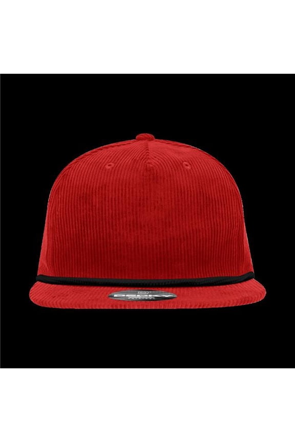 6043-7REDBLK 5 Panel High Profile Relaxed Corduroy Rope Hat - Red & Black