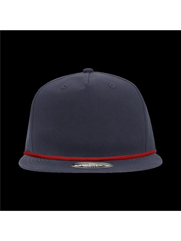 6042-7NVYRED 5 Panel High Profile Relaxed Cotton Blend Rope Hat - Red