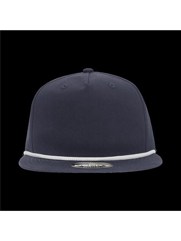 6042-7NVYWHT 5 Panel High Profile Relaxed Cotton Blend Rope Hat, White