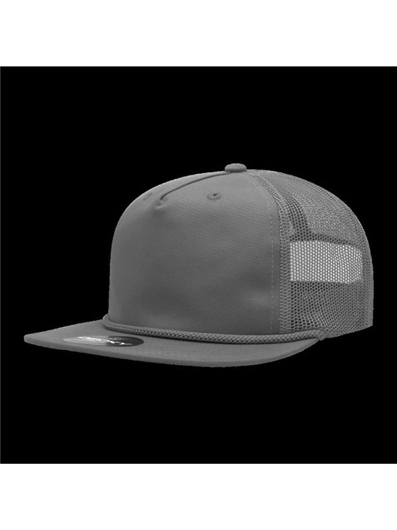 6041-1CHA 5 Panel High Profile Relaxed Cotton Blend Trucker with Rope - Charcoal