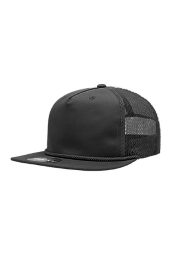 6041-7OLVIVO 5 Panel High Profile Relaxed Cotton Blend Trucker with Rope, Olive & Ivory - One Size
