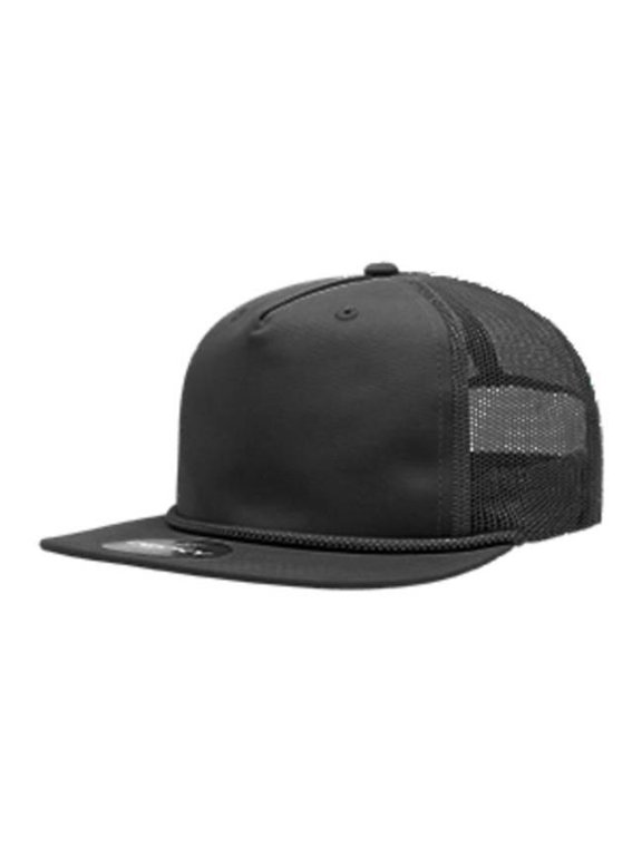 6041-7OLVIVO 5 Panel High Profile Relaxed Cotton Blend Trucker with Rope, Olive & Ivory - One Size