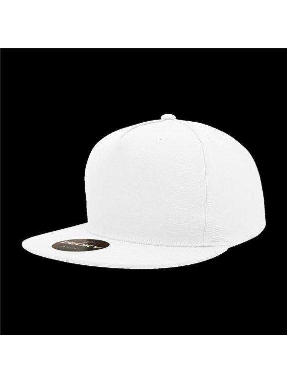1064-1WHT 5 Panel High Profile Structured Cotton Blend Snapback - White