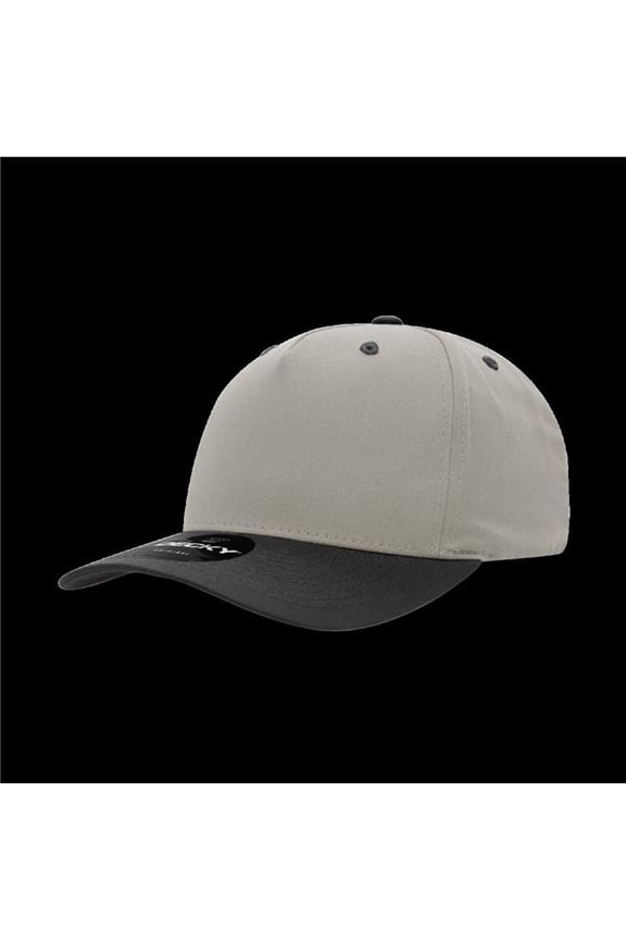 6024-2STNBLK 5 Panel Mid Profile Structured Cotton Blend Cap, Stone & Black