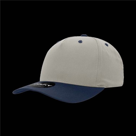 Decky 6024-2STNNVY 5 Panel Mid Profile Structured Cotton Blend Cap, Stone & Navy