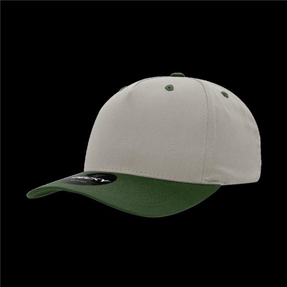 Decky 6024-2STNOLV 5 Panel Mid Profile Structured Cotton Blend Cap, Stone & Olive