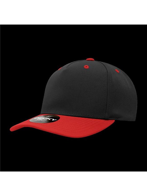 6038-2BLKRED 5 Panel Mid Profile Structured Polyester Cap, Black & Red