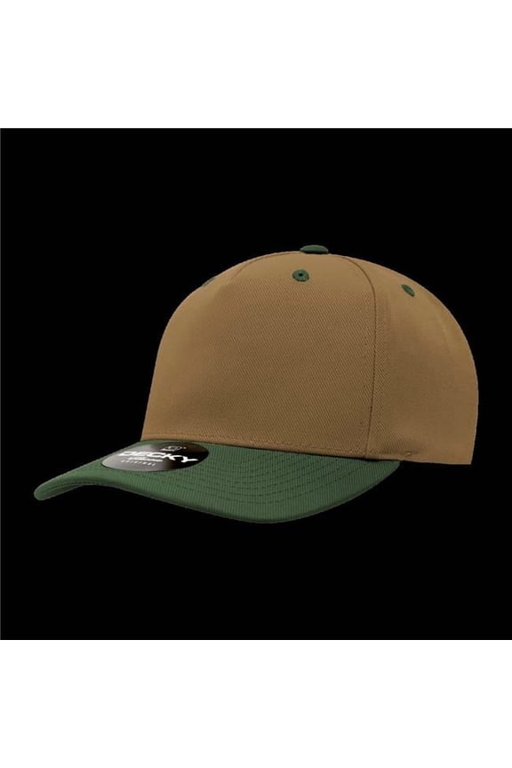 6038-2COYOLV 5 Panel Mid Profile Structured Polyester Cap, Coyote & Olive