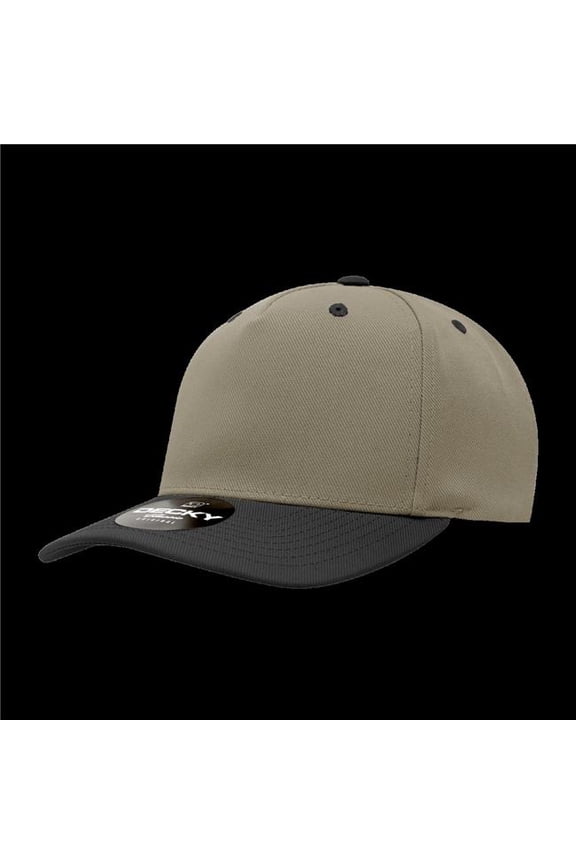 6038-2KHABLK 5 Panel Mid Profile Structured Polyester Cap, Khaki & Black