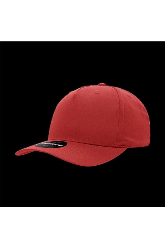 6038-2REDBLK 5 Panel Mid Profile Structured Polyester Cap, Red & Black