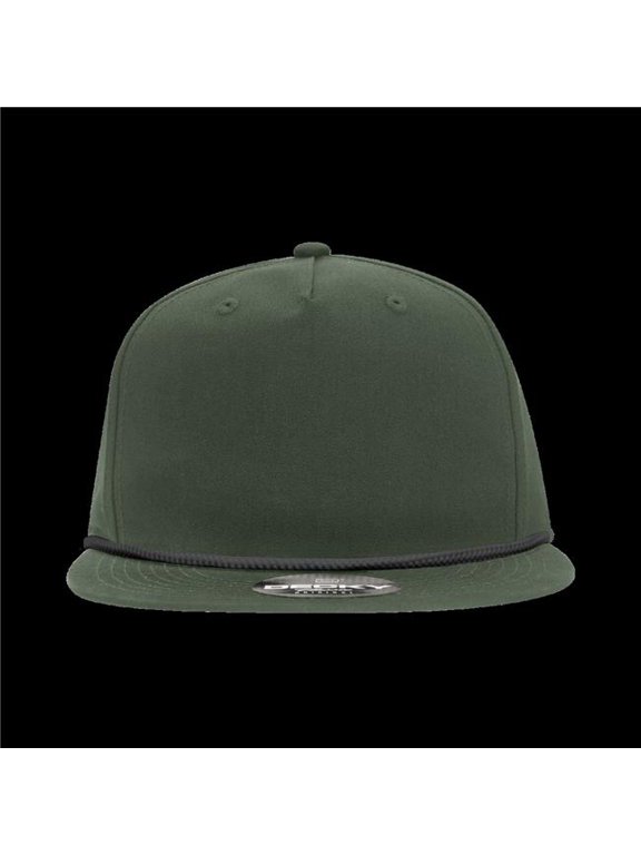 6042-7OLVBLK 5 Panel Plastic Snapback High Profile Relaxed Cotton Blend Rope Hat, Black