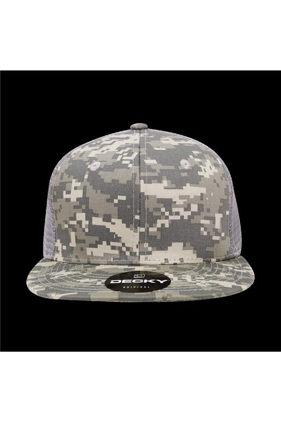 1055-AAG 6 Panel High Profile Structured Camo Trucker - Army Combat Uniform, Army Combat Uniform & Gray