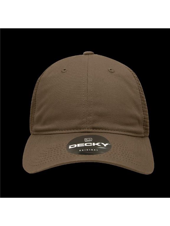120-BROWN 6 Panel Low Profile Relaxed Cotton Trucker - Brown