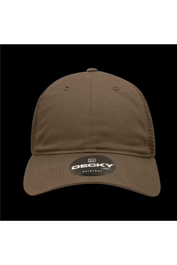 120-BROWN 6 Panel Low Profile Relaxed Cotton Trucker - Brown