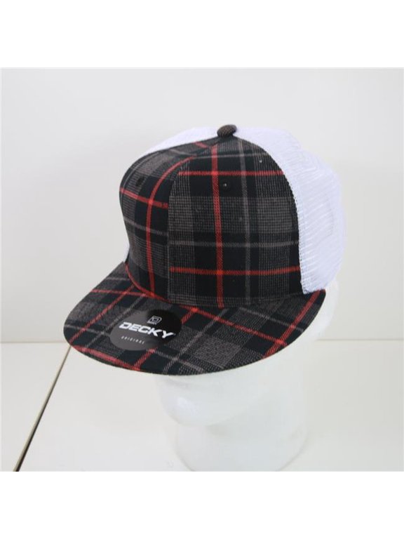 6015-224 6 Panel Plastic Snapback High Profile Structured Plaid Trucker