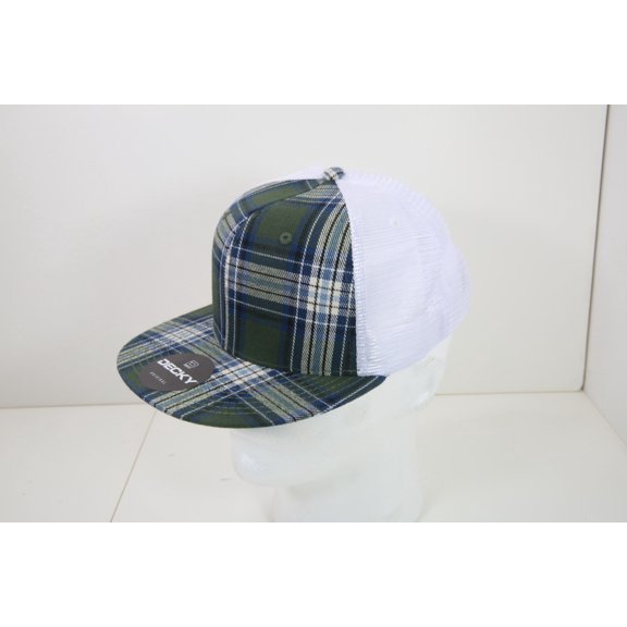 Decky 6015 6 Panel High Profile Structured Plaid Trucker Hat-185/White