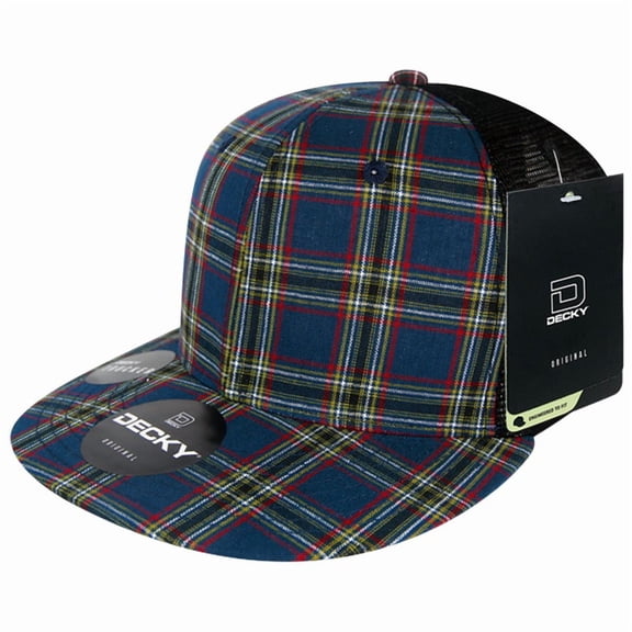 Decky 6016 6 Panel High Profile Structured Plaid Trucker Hat-221/Black
